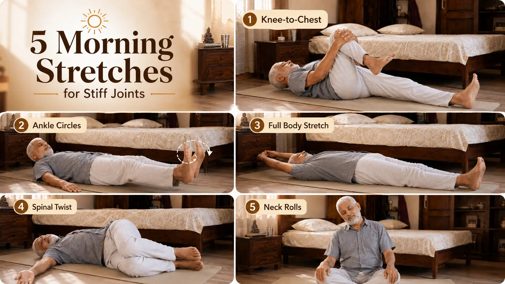 morning stretches in bed for seniors